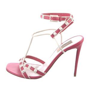 VALENTINO Free Rockstud Pink/White Leather Sandal EU 37.5/ US 7.5